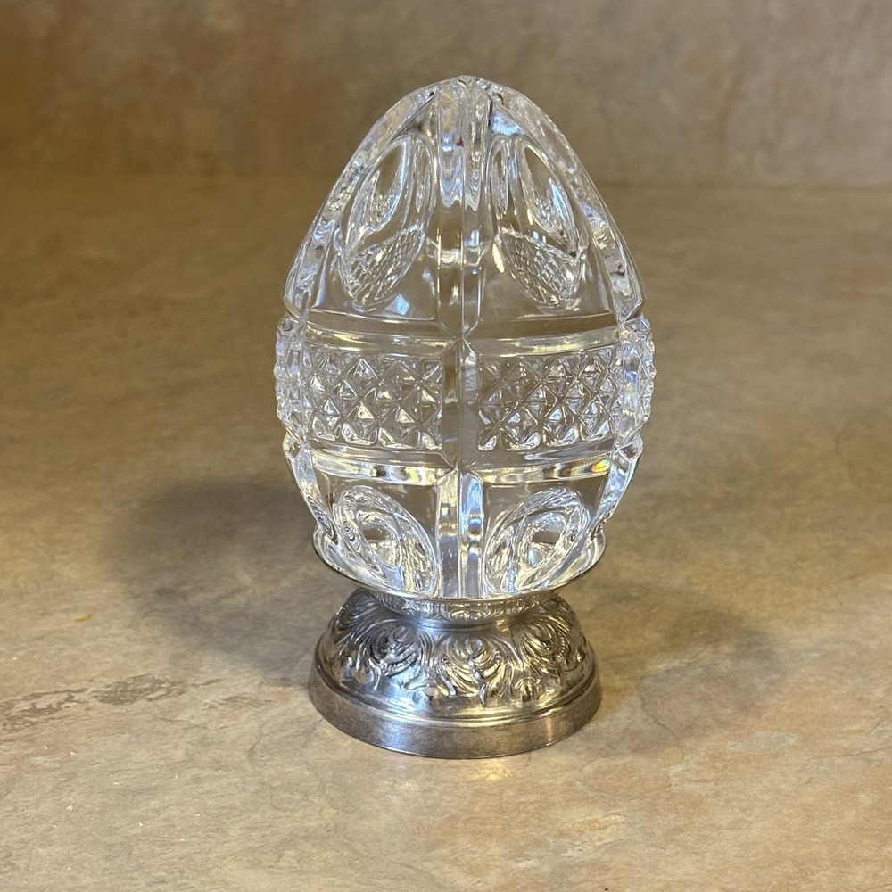 Vintage Waterford Crystal Annual Egg 1997 8th Edition On Silver Plated Stand